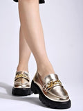 Shoetopia Women'S Block Heel Loafers Golden 4 Uk,Golden,4,B0CQJYN6BH