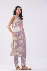 Anni Designer Women'S Rayon Viscose Straight Printed Kurta With Pant (Teras Purple_S_Purple_Small),Purple,S,,,