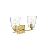 Living District Harris 2-Light Iron & Glass Bath Sconce In Brass/Clear