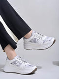 Shoetopia Women'S Wedge Heel Sneakers Grey,Grey,4,B0D14BYFZJ