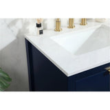 Elegant Decor Larkin 24 Solid Wood Mdf Single Bathroom Vanity In Blue