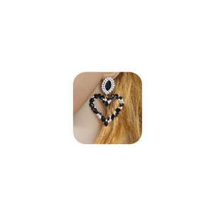 Xerling Large Heart Rhinestone Crystal Dangle Earrings Statement Drop Earrings for Women Brides Love Heart Stud Earrings