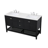 Elegant Decor Theo 60 Steel And Solid Wood Single Bathroom Vanity In Black