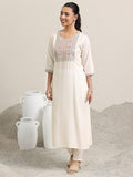 Libas Women'S Viscose Rayon Floral Straight Kurta (29456O Off White