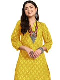Lookmark Women'S Trendy Printed Cotton Blend Straight Kurta And Afghani Pant Set Perfect For Casual And Office Wear (Az-Lm-Og-Ks2070 Mustard-Xl)