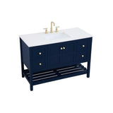 Elegant Decor Theo 48 Steel And Solid Wood Single Bathroom Vanity In Blue
