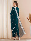 Gosriki Women'S Rayon Blend Embroidered Straight Kurta With Pant & Dupatta (Heena Kerocin-Gs_L_Dark Blue_Large),Dark Blue,,B0DCKC4984