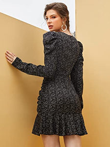 Toplot Dresses For Women Floral Print With Puff Full Sleeve Black (T-Midi-5005-Black-Xl),Black,,B0B3MG3NBQ