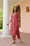 Gosriki Women'S Cotton Blend Straight Printed Kurta With Pant (Vidula Maroon-Gs_Xxl_Maroon_Xx-Large),Maroon,2,B0D5VKXNB1