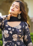 Lookmark Women'S Kurta Set In Navy Blue Floral Color And Georgette Fabric With Only Dupatta (Az-Lm-Og-Ks2153-S)