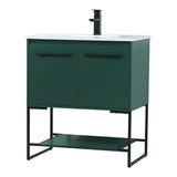 Elegant Decor Sloane 30 Mdf And Steel Single Bathroom Vanity In Green