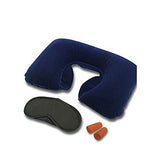 Naivete Polyester Cotton Neck Travel Pillow, Eye Mask And Ear Plug (Navy Blue, 1 Pc)