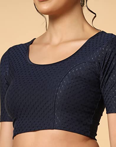 Toplot Cotton Blend Lycra Stretchable Readymade Blouses Pack Of 2 (Combo-5058-Nvy-Nvy-34),Navy Blue-Navy Blue,34,B0CV59SN8W