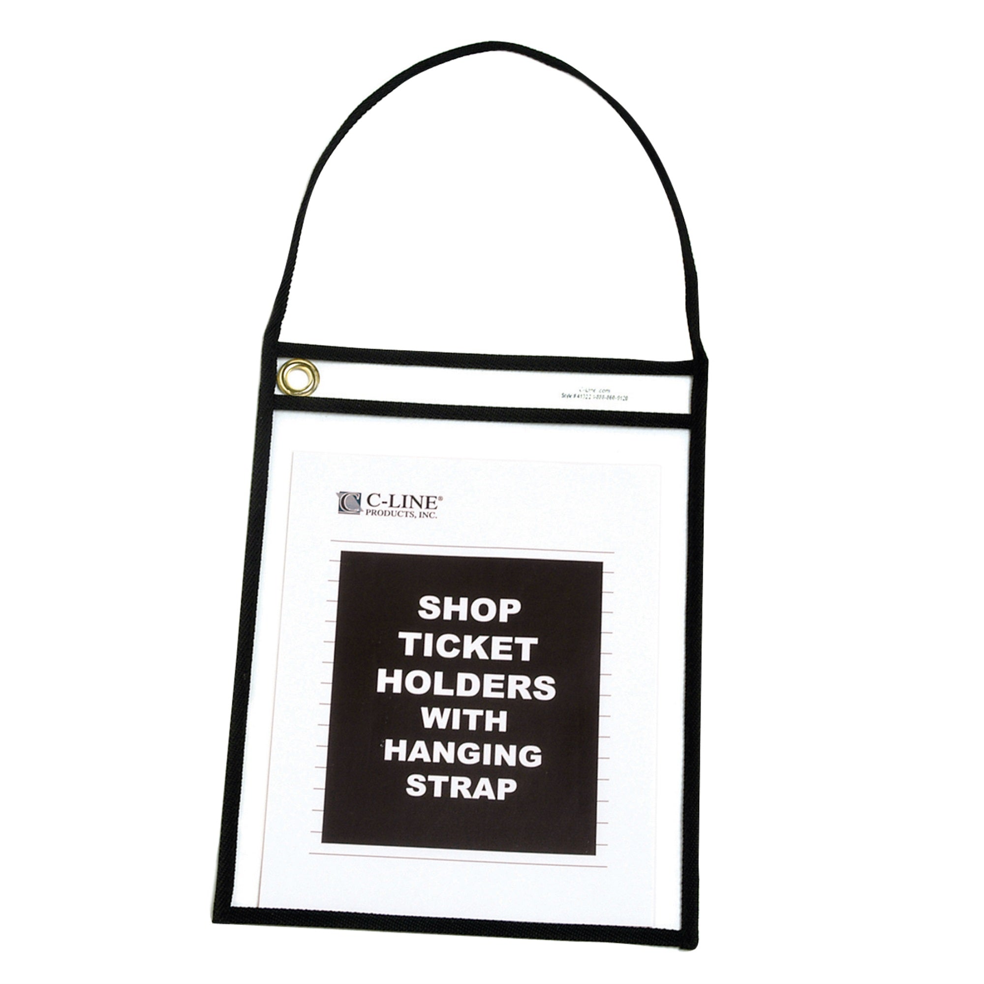 Shop Ticket Holder With Strap, Black, Stitched, Both Sides Clear, 9 X 12, 15/Bx, 41922