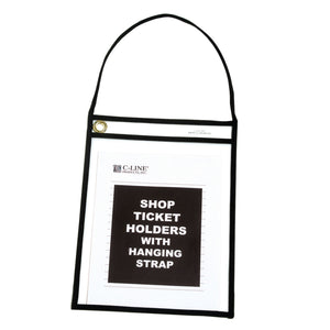 Shop Ticket Holder With Strap, Black, Stitched, Both Sides Clear, 9 X 12, 15/Bx, 41922