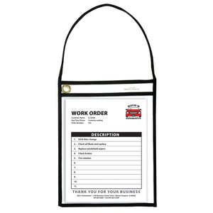 Shop Ticket Holder With Strap, Black, Stitched, Both Sides Clear, 9 X 12, 15/Bx, 41922