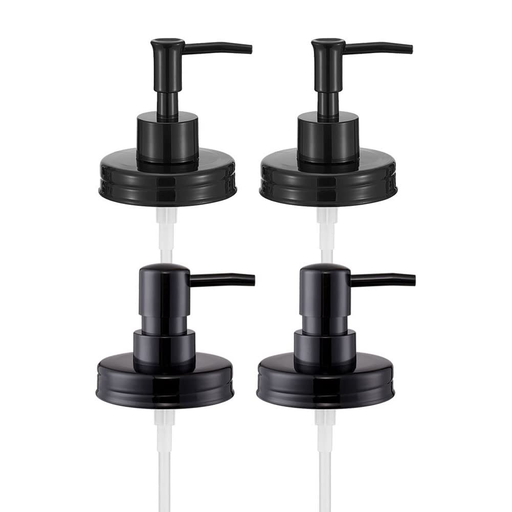 Onsogi Regular Mouth Plastic Mason Jar Soap Dispenser Pumps and Lids- Rust-Proof Mason Jar Accessories Rustic Farmhouse Kitchen 
