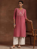 Libas Women'S Viscose Rayon Yoke Design Straight Kurta (29203 Pink Pink 2Xl