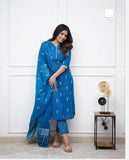 Fabnex Kurta Set For Women | Women Kurta Set With Dupatta | Women Kurta Sets Kurtis | Women Kurta Pant Set (K-94-95) (In, Alpha, Xl, Regular, Blue)