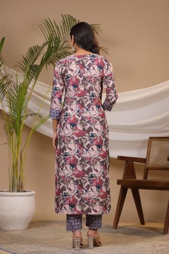 Anni Designer Women'S Cotton Blend Straight Printed Kurta With Pant (Bicata Blue_Xl_Blue_X-Large),Blue,XL,Cotton Blend,Bicata_071,