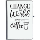 Udnag Ruled Notebook Diary Coffee | Change The World, [A5 80Pages 80Gsm]