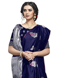 Shiv Textiles Women'S Banarasi Silk Saree (Zm01 Navy Blue_Dark)