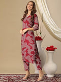 Anni Designer Women'S Cotton Blend Straight Printed Kurta With Pant (Neam Maroon-Nw_Xl_Maroon_X-Large),Maroon,XL,Cotton Blend,Regular,