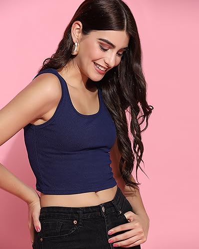 Toplot Women'S Combo Solid Ribbed Scoop Neck Sleeveless Slim Fit Tank Top Pack Of 2 (Combo-5069-Gry-Nvy-Xs),Grey-Navy,,B0CG5J342X
