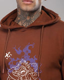 Adro Men'S Cotton Neck Hooded Sweatshirt (H24-Luffy-Br_Downtown Brown,Downtown BrownApparel,XL