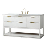 Elegant Decor Larkin 60 Solid Wood Mdf Single Bathroom Vanity In White Finish