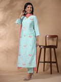 Gosriki Women'S Rayon Blend Straight Embroidered Kurta With Pant & Dupatta (Baad Green-Vks04-Gs_Xl_Green_X-Large),Green,,B0DHSCMLGH