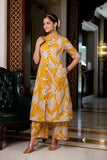 Anni Designer Women'S Rayon Viscose Straight Printed Kurta With Palazzo (Diboli Yellow_M_Yellow_Medium),Yellow,M,Rayon Blend,Classic,
