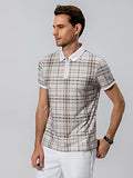 Toplot Men'S Regular Fit Polo Shirt (Polo-5125-Chex-M) Beige,Beige,,B0CB68MDJM