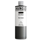 Fluid Acrylics by GOLDEN, Bone Black, 16 fl. oz. Bottle, Professional Acrylic Paint, SemiTransparent