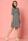 Dhruvi Trendz Rayon Western Knee-Length Casual Dress For Women (Dt-Wd1079_Black,BlackApparel,S