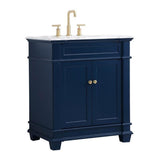 Elegant Decor Wesley 30 Steel And Solid Wood Single Bathroom Vanity Set In Blue
