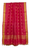 Haider Ali And Sons WomenS Handwoven Semi Linen Dupatta (Stole) With Golden Zari Border And Butta Weaving, Free Size(2.4Mtr.)