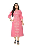 Vinchic Womens Cotton Blend Embroidered Kurtis|Cotton Kurtas|Selfie Kurtis for Women, Multicolor1, XL