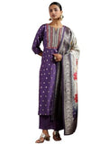 Libas Womens Woven Design Silk Blend Straight Kurta With Trousers And Dupatta