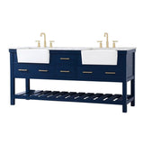 Elegant Decor Clement 72 Aluminum Mdf Double Bathroom Vanity In Blue