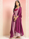 Gosriki Women'S Rayon Viscose Solid Anarkali Kurta With Pant & Dupatta (Kuspari Lavender-Vks03-Gs_L_Lavender_Large),LAVENDER,,B0DT77F2B8