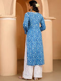 Anni Designer Women'S Rayon Blend Straight Chikankari Embroidered Kurta (Nakusha Blue-Nw_M_Blue_Medium),Blue,M,,,