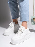 Shoetopia Women'S Platform Heel Sneakers White,White,3,B0BY6VZH25