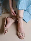 Shoetopia Chic & Comfy Ankle Strap Copper Flat Sandals For Everyday Elegance For Women & Girls /Eu37,Copper,4,B0FF3G6Q6N
