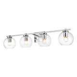Living District Juelz 4-Light Iron & Glass Bath Sconce In Chrome/Clear