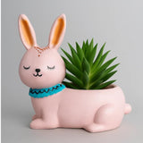 Wonderland 4.7 Inch HandPainted Pink Bunny Ceramic Succulent Planter