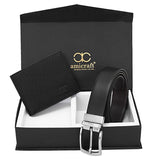 Amicraft Brown Leather Wallet & Casual Brown Leather Belt Combo Gift Set For Men