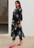 Anni Designer Women'S Cotton Blend Straight Printed Kurta With Pant (Anaar-Black_S_Black_Small),Black,S,Cotton Blend,Regular,