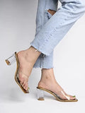 Women'S Clear Block Heel Mules Copper || Transparent Strap Slip-On Sandals || Open Toe Chunky Heels Eu40,Bronze,3,B0BY6VWHJC