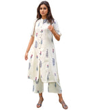 Gosriki Women'S Rayon Viscose Printed A-Line Kurta With Pant (Barkat Cream-Vks03-Gs_S_Cream_Small),Cream,,B0F8Q5GR8T